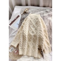 Pullover beige Sweater weather Street Style o neck baggy Hipster knitted tops