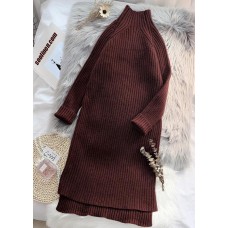 Chunky low high design Sweater high neck dress outfit Quotes chocolate baggy sweater dresses
