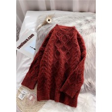 Fashion o neck baggy Sweater dresses Beautiful burgundy Tejidos knit dresses